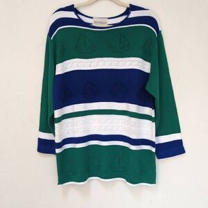 DonnKenny Classics Vintage Sailboat Sweater Nautical Women's M made is USA